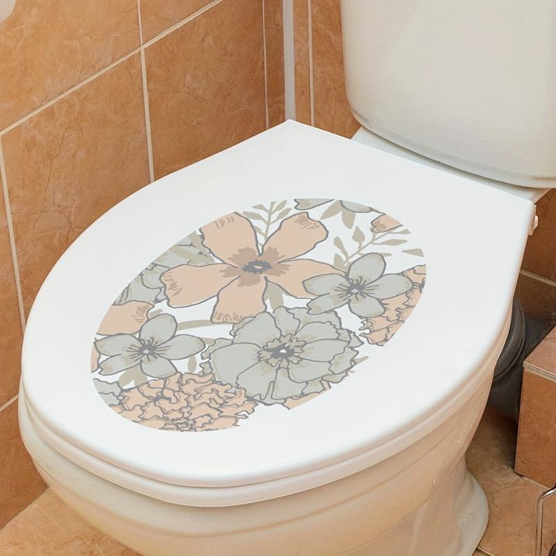 Fresh Flower Toilet Lid Decal - Waterproof Self-Adhesive Tile Sticker