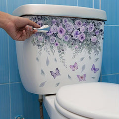 Plant Flower Butterfly Wall Sticker Decor Bathroom Toilet Living Room Decals