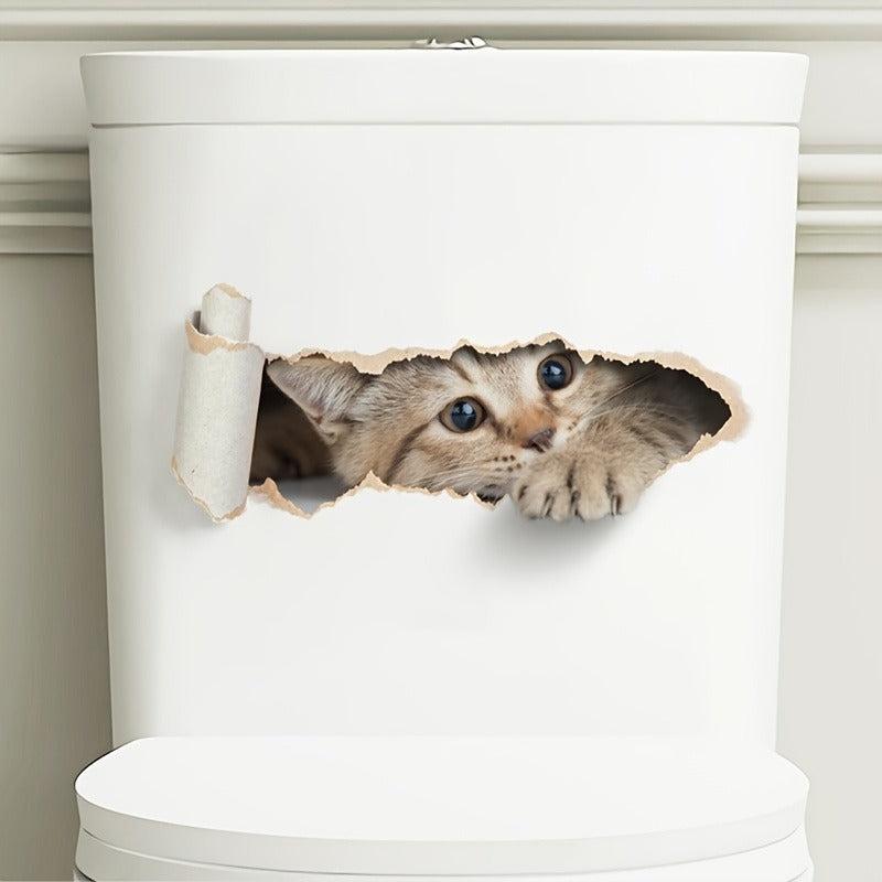 Cat Toilet Sticker Bathroom Decoration Waterproof Art