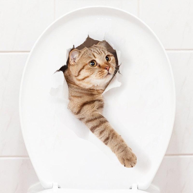 Cat Toilet Sticker Bathroom Decoration Waterproof Art