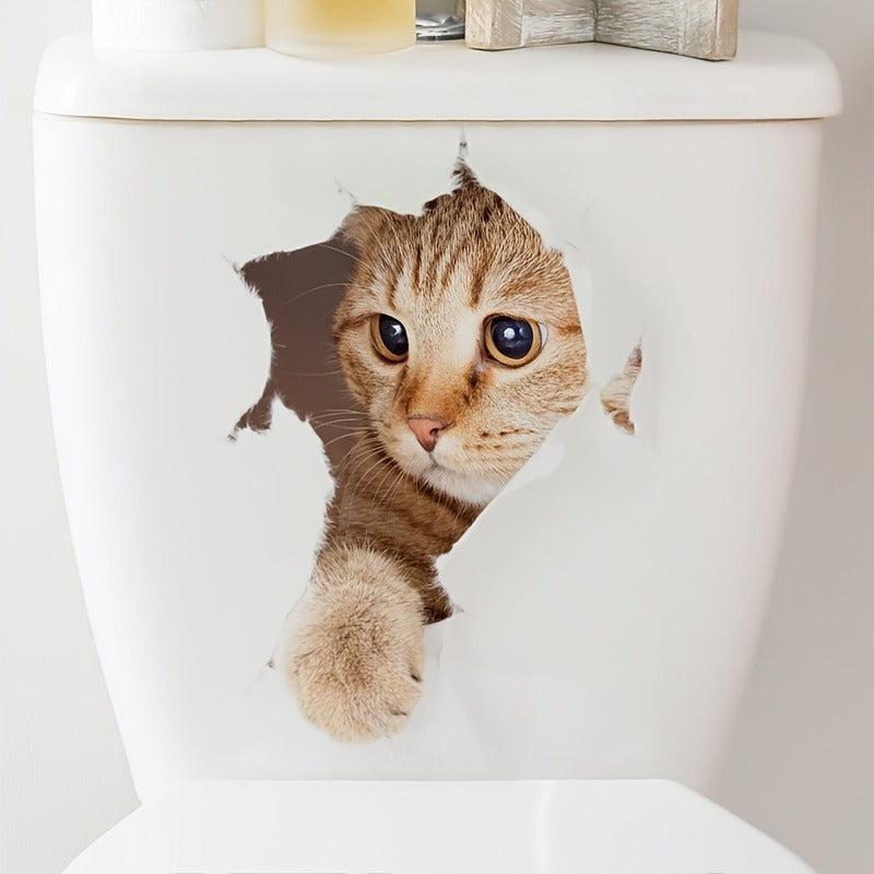 Cat Toilet Sticker Bathroom Decoration Waterproof Art