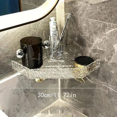 Acrylic Corner Shower Shelf Bathroom Punch Storage Rack Wall Hanging Triangle