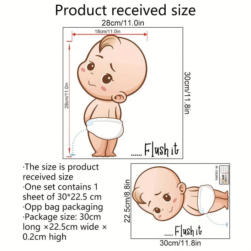 Little Kid Pee Toilet Lid Decal Self Adhesive Creative Plastic Sticker