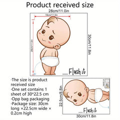 Little Kid Pee Toilet Lid Decal Self Adhesive Creative Plastic Sticker