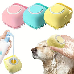 Pet Bath Massage Brush Soft Silicone Shampoo Dispenser