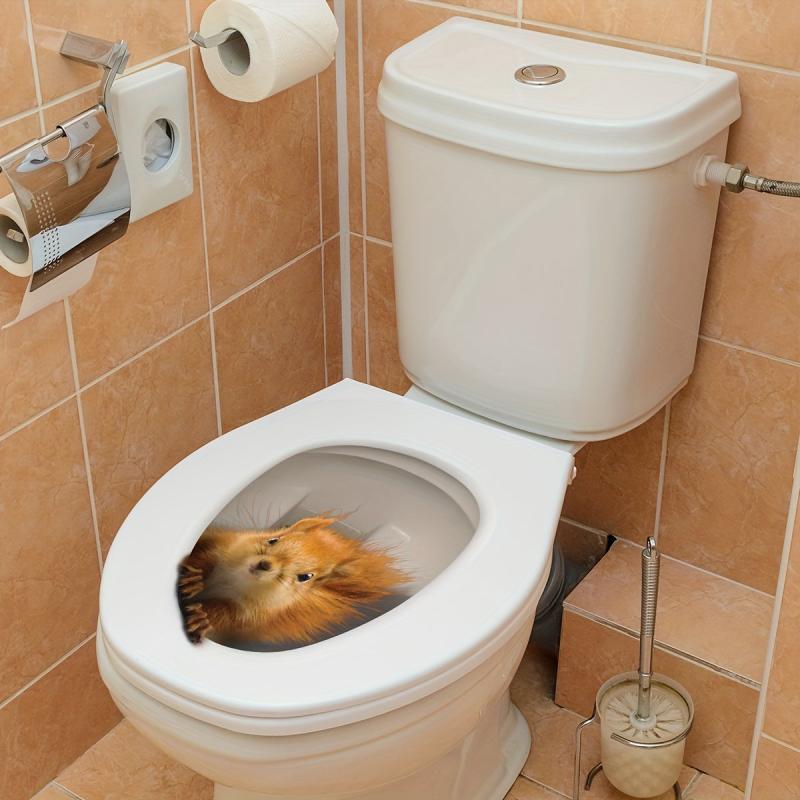 3D Squirrel Pattern Toilet Lid Decal Self Adhesive Sticker Bathroom Decor