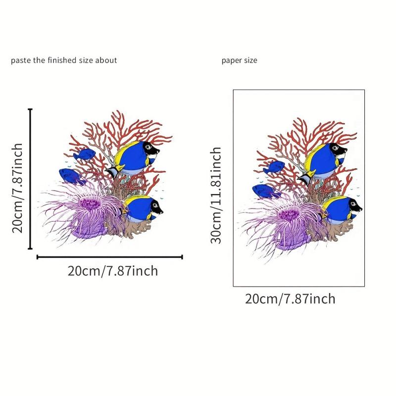 Coral Fish Pattern Toilet Decal - Waterproof & Self Adhesive