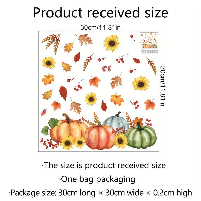 Autumn Maple Leaf Pumpkin Toilet Sticker Bathroom Decor
