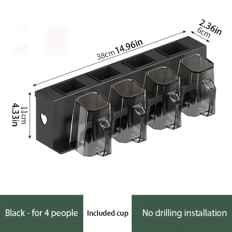 Toothbrush Holder with Gargle Cup Wall Mounted Storage Rack