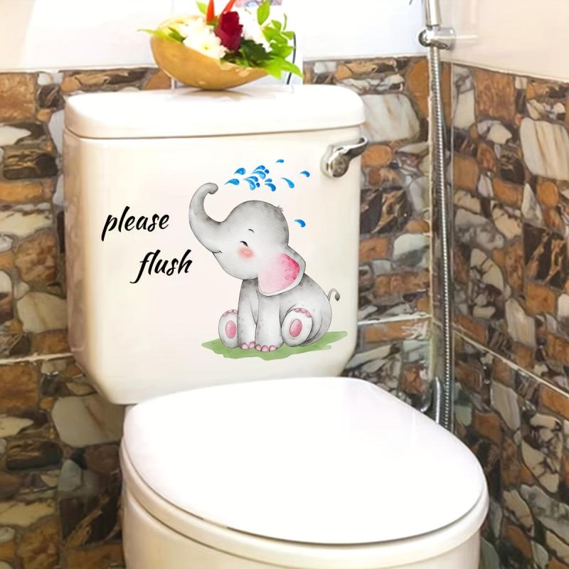 Elephant Wall Sticker Toilet Decoration Self-adhesive Bathroom