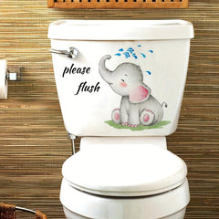 Elephant Wall Sticker Toilet Decoration Self-adhesive Bathroom