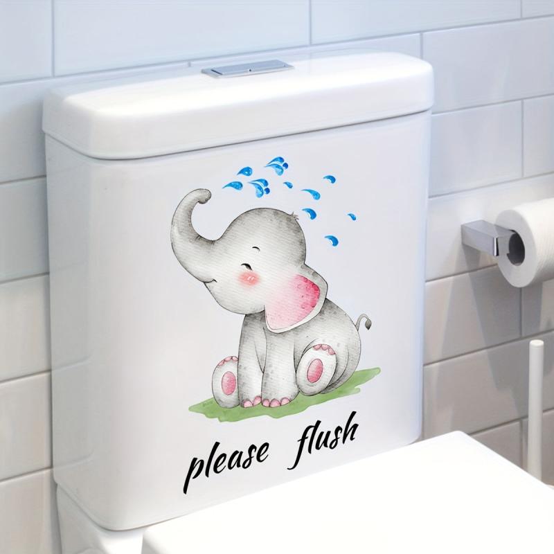 Elephant Wall Sticker Toilet Decoration Self-adhesive Bathroom