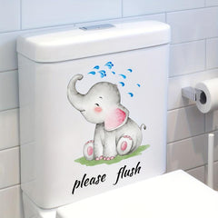 Elephant Wall Sticker Toilet Decoration Self-adhesive Bathroom