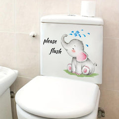 Elephant Wall Sticker Toilet Decoration Self-adhesive Bathroom