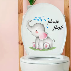 Elephant Wall Sticker Toilet Decoration Self-adhesive Bathroom