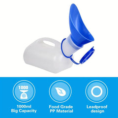 1000ML Portable Unisex Urinal Bottle with Lid for Travel Car Hiking