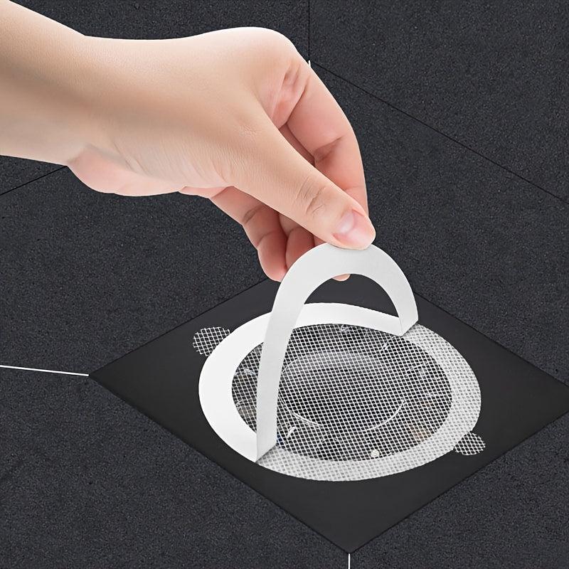 10pcs Disposable Shower Drain Hair Catcher Mesh Stickers