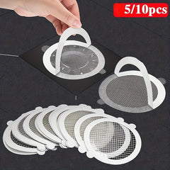 10pcs Disposable Shower Drain Hair Catcher Mesh Stickers