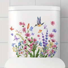 Butterfly Dragonfly Bird Flower Leaf Wall Sticker Toilet Decoration Self adhesiv