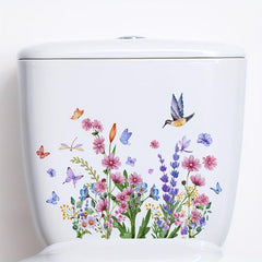 Butterfly Dragonfly Bird Flower Leaf Wall Sticker Toilet Decoration Self adhesiv