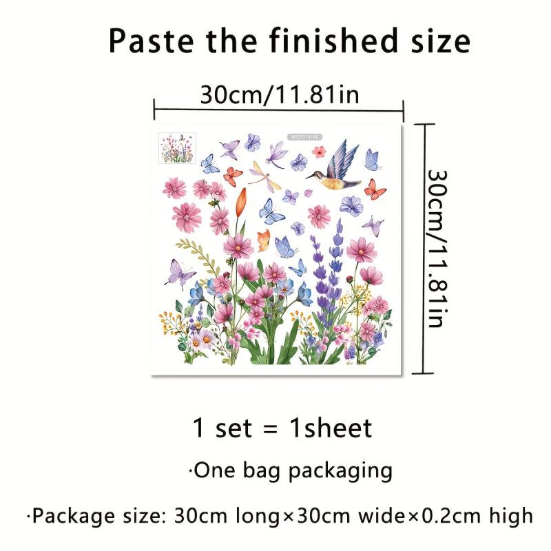 Butterfly Dragonfly Bird Flower Leaf Wall Sticker Toilet Decoration Self adhesiv