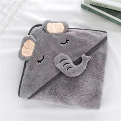 Soft Coral Fleece Baby Hooded Bath Towel Absorbent Bath Robe With Hood