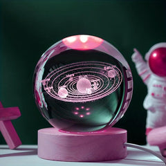 3D Solar System Crystal Ball Night Light Planet Laser Engraving