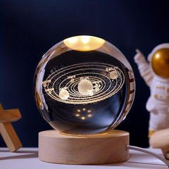 3D Solar System Crystal Ball Night Light Planet Laser Engraving