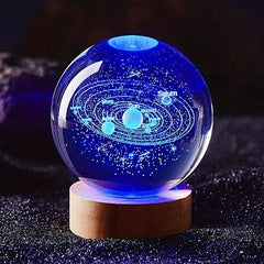3D Solar System Crystal Ball Night Light Planet Laser Engraving