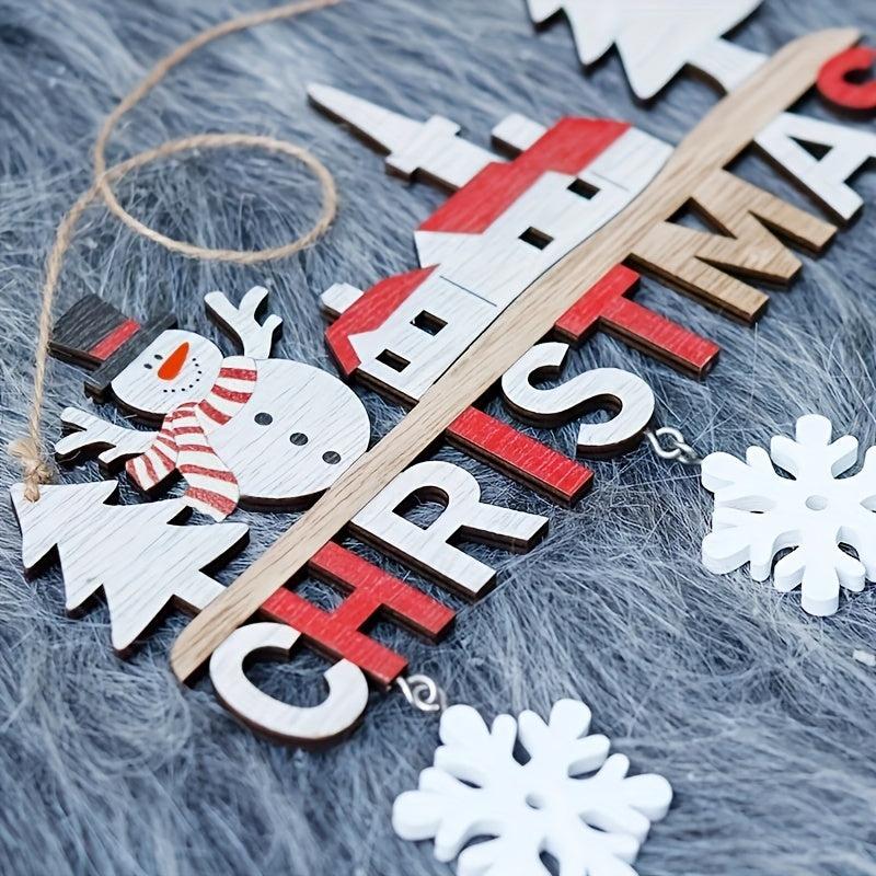 Wooden Christmas Door Decorations Merry Christmas Wall Pendants