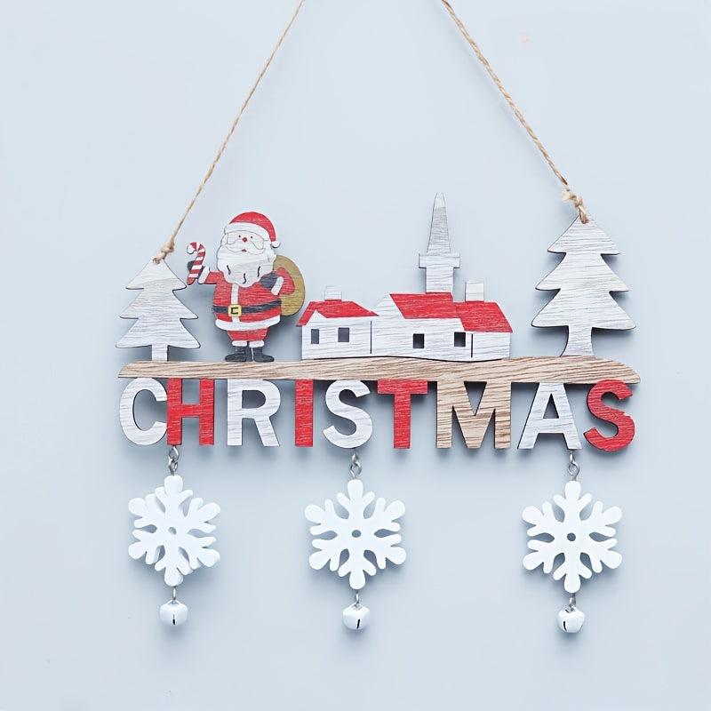 Wooden Christmas Door Decorations Merry Christmas Wall Pendants