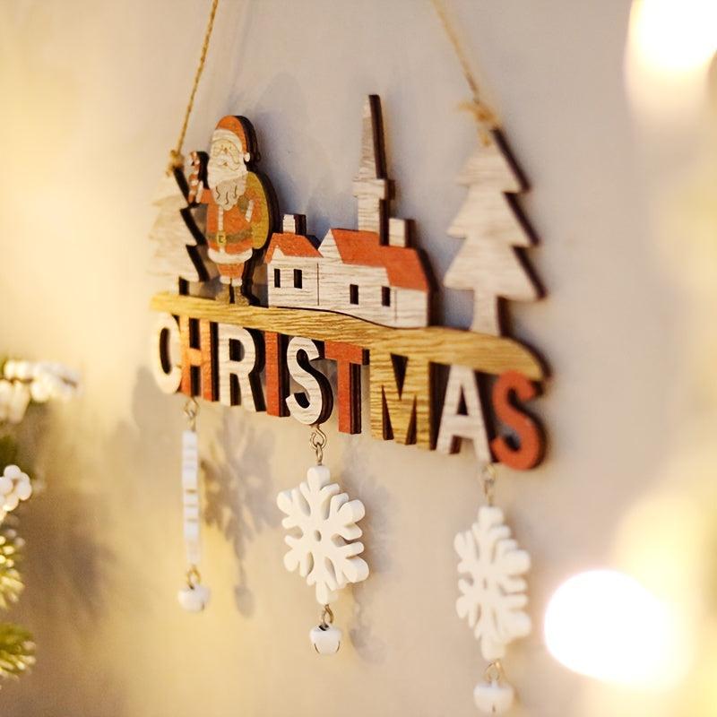 Wooden Christmas Door Decorations Merry Christmas Wall Pendants