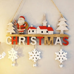 Wooden Christmas Door Decorations Merry Christmas Wall Pendants