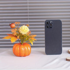 Fall Pumpkin Decoration with Maple Leaves and Berries Artificial Potted Plant