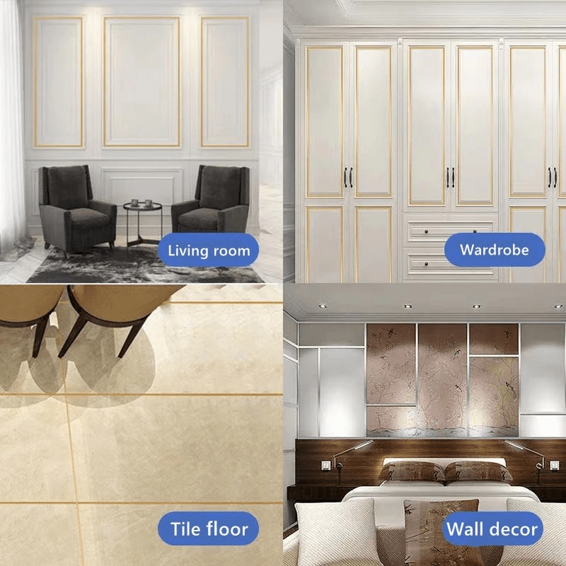 Golden Silvery Floor Edging Waterproof Wall Stickers Self Adhesive Tile Tape
