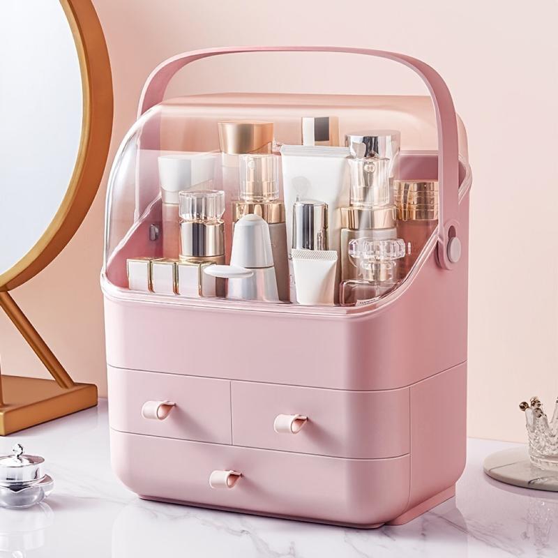 Cosmetic Storage Box With Cover Dustproof Vanity Skincare Organizer