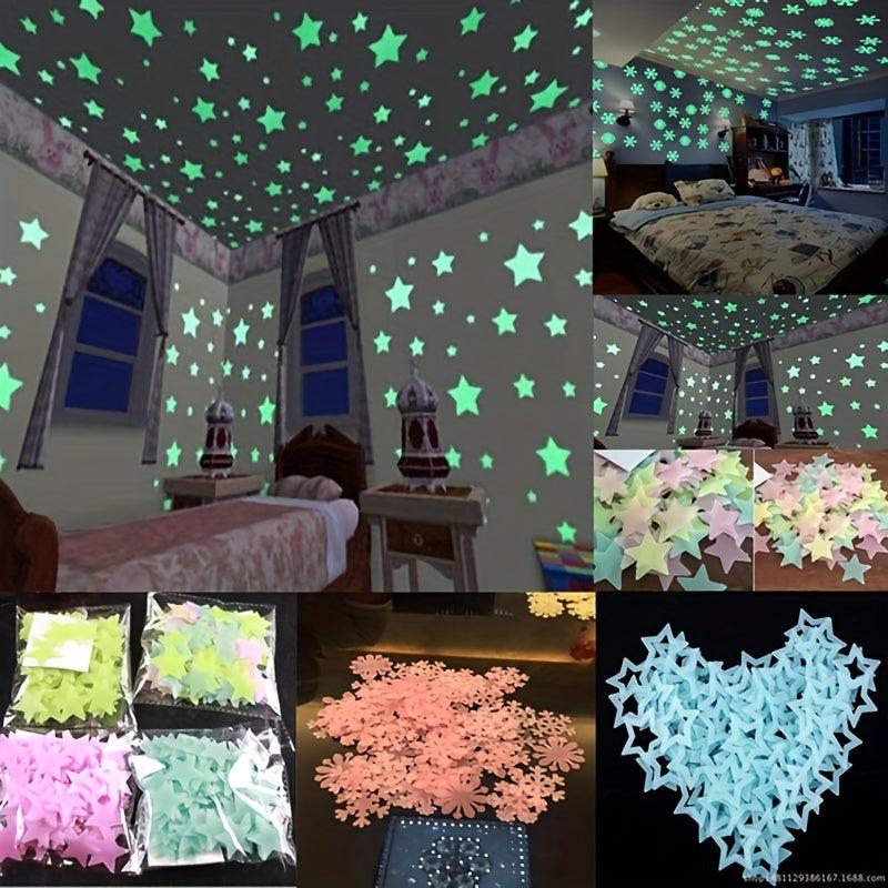 100pcs Glow in the Dark Wall Stickers Self Adhesive Waterproof Easy to Clean