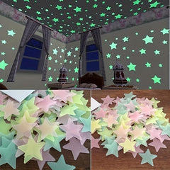 100pcs Glow in the Dark Wall Stickers Self Adhesive Waterproof Easy to Clean