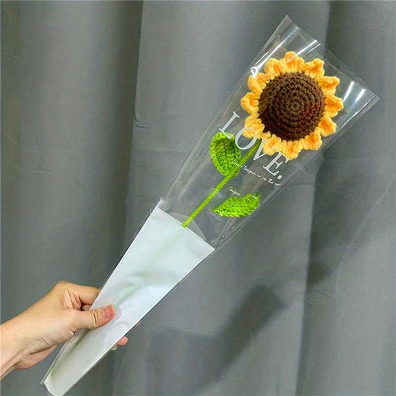 1pc Sunflower Knitted Flower Smile Crochet Flower Bouquet Wedding Party Decor