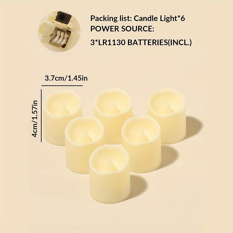 6pcs Wave Candle Set LED Flameless Tea Light for Wedding Party Indoor Outdoor
