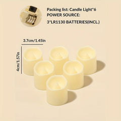 6pcs Wave Candle Set LED Flameless Tea Light for Wedding Party Indoor Outdoor