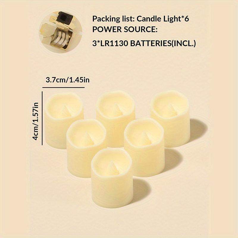 6pcs Wave Candle Set LED Flameless Tea Light for Wedding Party Indoor Outdoor