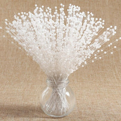 10pcs 4mm Faux Pearl Spray Bead Wedding Bouquet Flowers Wire Stems
