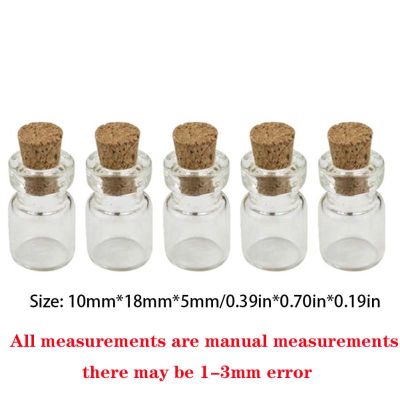 50pcs Mini Glass Bottles w/ Cork Lids DIY & Gifts 1ml 13x18mm