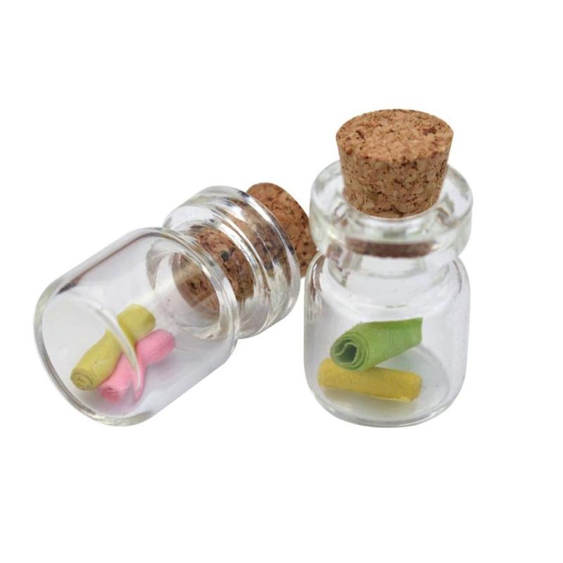 50pcs Mini Glass Bottles w/ Cork Lids DIY & Gifts 1ml 13x18mm