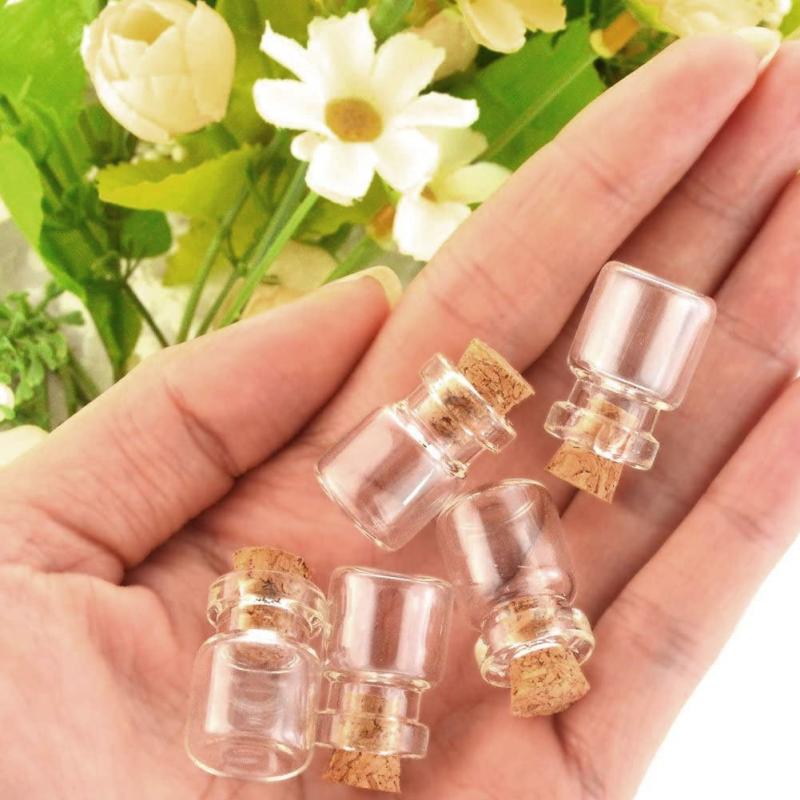 50pcs Mini Glass Bottles w/ Cork Lids DIY & Gifts 1ml 13x18mm
