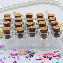 50pcs Mini Glass Bottles w/ Cork Lids DIY & Gifts 1ml 13x18mm