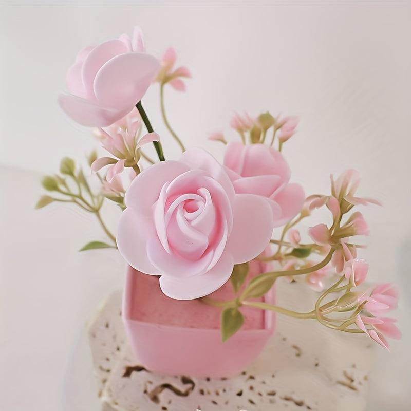 3 Pots Artificial Flowers & Small Plants for Indoor/Outdoor Decor
