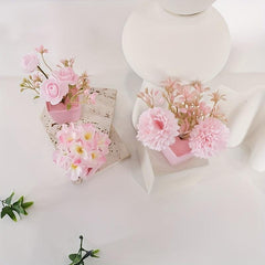 3 Pots Artificial Flowers & Small Plants for Indoor/Outdoor Decor