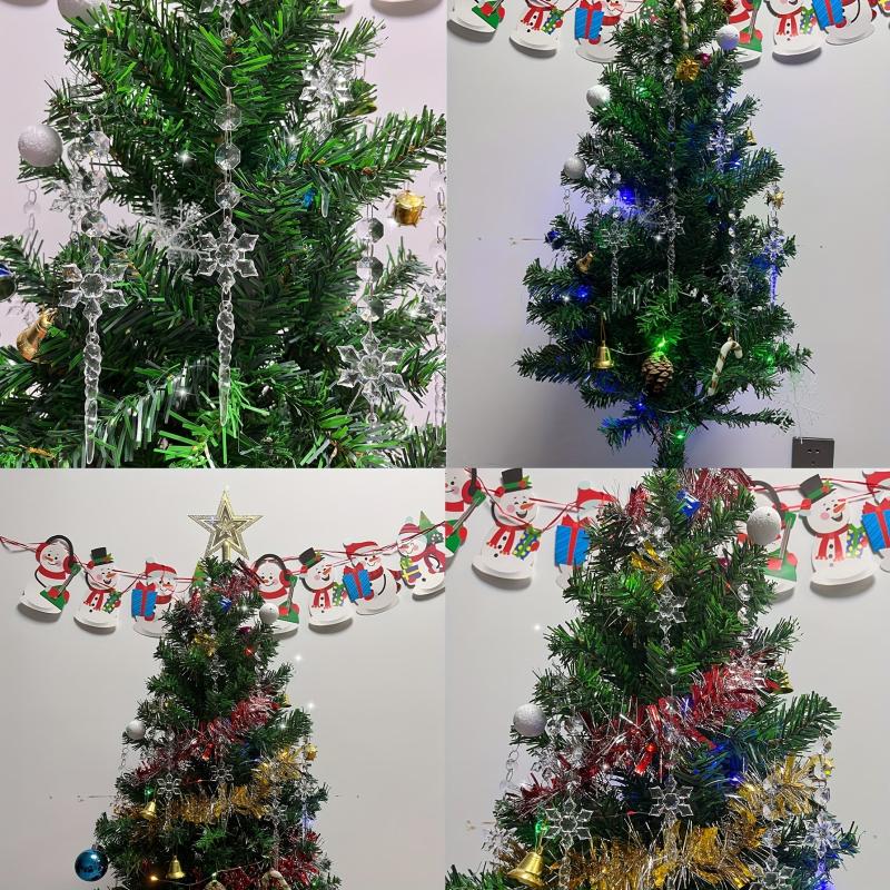 4pcs Snowflake Crystal Pendant Christmas Tree Decoration